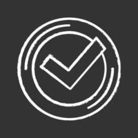 Checkmark chalk icon. Successfully tested. Tick mark. Quality assurance. Verification and validation. Quality badge. Isolated vector chalkboard illustration