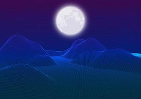 paisaje de estructura metálica contra un cielo iluminado por la luna vector