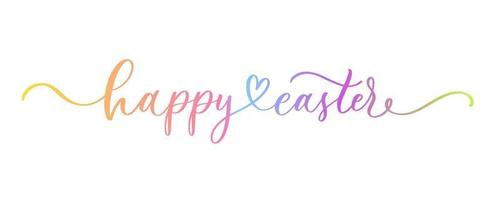 Happy Easter linear lettering inscription Hand drawn elegant modern vector calligraphy. Design for holiday greeting card and invitation of the happy Easter day.