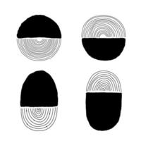 Set of Trendy abstract creative minimalist artistic hand sketched line art composition, round and arch form. Ideal for wall decoration, as postcard or brochure design. vector