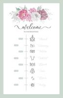 Wedding Timeline menu on wedding day with watercolor flower. Abstract floral art background vector design for wedding and vip cover template.