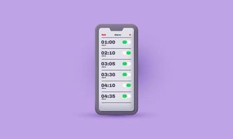notificaciones de maqueta de teléfono inteligente de diseño de alarma 3d vector