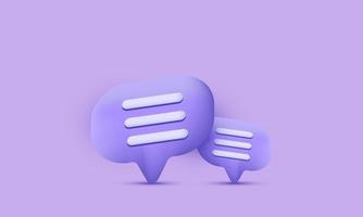 3d minimal purple chat bubbles isolated vector