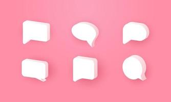 vector 3d pink speech bubble chat design icon isolated on