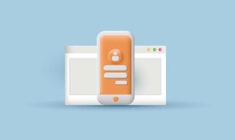 3d computer phone mobile app development vector