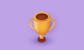 Diseño de icono de copa de trofeo 3d aislado en vector