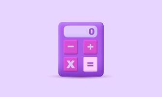 icono de calculadora de aspecto 3d icono de procesamiento aislado vector