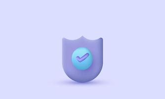 realistic shield check mark icon 3d vector isolated on