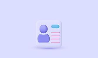 3d profile contact name design icon isolated on vector