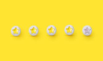 3d icono de diseño de calificación de cuatro estrellas render aislado