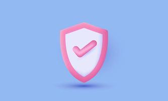 3d vector realistic shield check mark icon isolated on