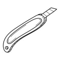 A stationery knife. School item, office supplies. Doodle. Hand-drawn black and white vector illustration. The design elements are isolated on a white background.