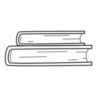 A stack of books. Doodle. Hand-drawn black and white vector illustration. Design elements are isolated on a white background