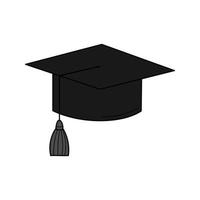 Graduate's hat. Doodle style. The symbol of graduation. Hand-drawn Colorful vector illustration. The design elements are isolated on a white background.