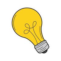 An incandescent light bulb, a symbol of an idea, insight. Doodle. Hand-drawn Colorful vector illustration. The design elements are isolated on a white background.