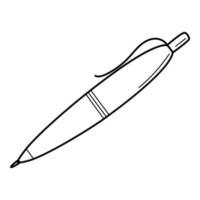 A ballpoint pen. Doodle. Stationery, office supplies. Hand-drawn black and white vector illustration. The design elements are isolated on a white background.