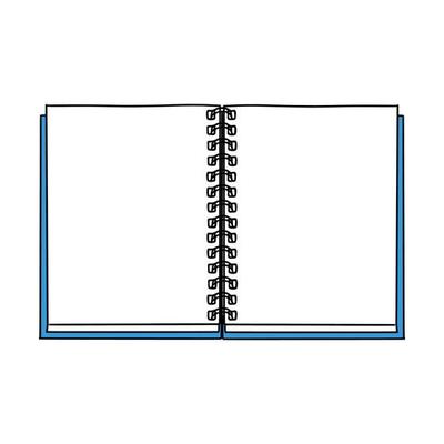 Open Notepad on a spiral in Doodle style. Space for your text. Office supplies for notes or drawing. A design element dor school, study, Hobbies. Color vector. Hand drawn, isolated on a white.