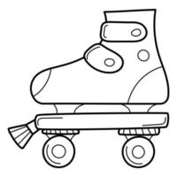 Vintage roller skate. Doodle. Hand-drawn black and white vector illustration. The design elements are isolated on a white background.