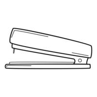 A stapler. School item, office supplies. Doodle. Hand-drawn black and white vector illustration. The design elements are isolated on a white background.