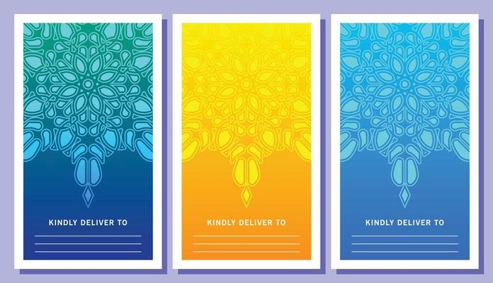 set colorful mandala invitation card