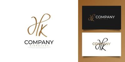 diseño inicial del logotipo h y k con estilo de escritura a mano. hk firma inicial para logotipo o identidad comercial vector