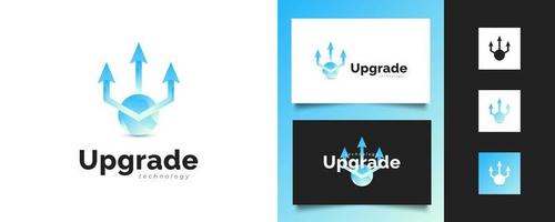 Upgrade Logo or Icon with Three Arrows and Blue Sphere. Increase or Update Logo for Business or Technology Logos vector