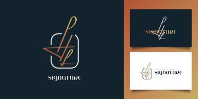 Initial H and L Logo Design in Minimalist Handwriting Style. HL Initial Signature for Logo or Business Identity vector