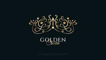 Luxury Golden Crown Logo Design. Royal King or Queen Crown Logo or Icon. Elegant Diadem Vector Illustration