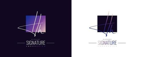 Minimal H and H Logo Design with Handwriting Style in Colorful Gradient. HH Signature Logo or Symbol vector