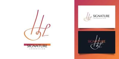 diseño inicial del logotipo h y l en estilo minimalista de escritura a mano. hl firma inicial para logotipo o identidad comercial vector