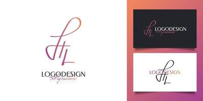 Initial H and L Logo Design in Minimalist Handwriting Style. HL Initial Signature for Logo or Business Identity vector
