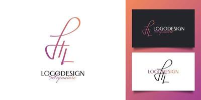 Initial H and L Logo Design in Minimalist Handwriting Style. HL Initial Signature for Logo or Business Identity vector