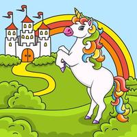 Magic unicorn. Fairy horse. Colored background for your design. For wallpapers, covers, postcards, banners. Vector illustration.