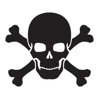 Black silhouette skull. Design element. Vector illustration isolated on white background. Template for books, stickers, posters, cards, clothes.