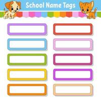 Bright stickers. Rectangular label. Cute characters. Color vector isolated illustration.