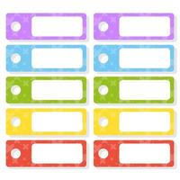 Gift tags. Bright stickers. Rectangular label. For holidays with space for your text. Color vector isolated illustration.