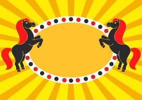 Silhouettes of rearing horses. With place for your text. For circus advertisements, advertising. Simple flat vector illustration.