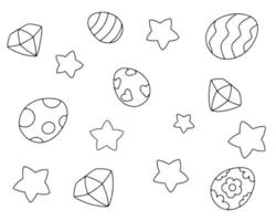 Easter elements set. Cartoon style. Vector illustration isolated on white background.