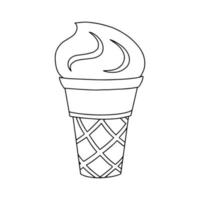 Ice cream. Coloring book page for kids. Cartoon style. Vector illustration isolated on white background.