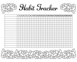 Habit tracker to improve your life. Sheet template for printing. Vector illustration isolated on white background.