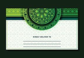 green mandala greeting card design vector