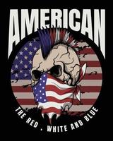 cráneo punk america bandera vector ilustración