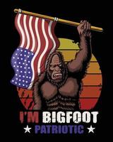 Bigfoot patriotic america flag vector illustration