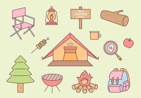 A collection of camping items. flat design style vector illustration.
