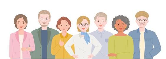 Lively characters of old age. flat design style vector illustration.
