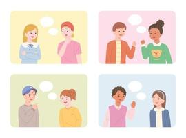 Children are talking to each other. flat design style vector illustration.