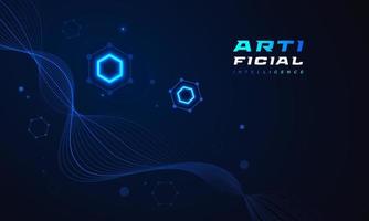 Abstract Futuristic Artificial Intelligence Technology Background. Big Data Background with Glowing Hexagon Concept. Network Connection Banner or Poster vector