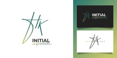 diseño inicial del logotipo h y k con estilo de escritura a mano. hk firma inicial para logotipo o identidad comercial vector