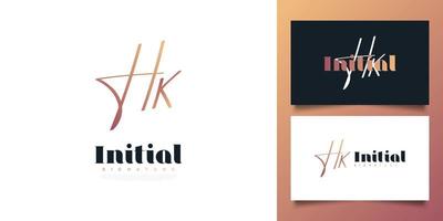 diseño inicial del logotipo h y k con estilo de escritura a mano. hk firma inicial para logotipo o identidad comercial vector