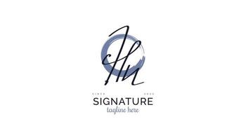 Initial H and N Logo Design with Elegant and Minimalist Handwriting Style. HN Signature Logo or Symbol for Wedding, Fashion, Jewelry, Boutique, and Business Identity vector